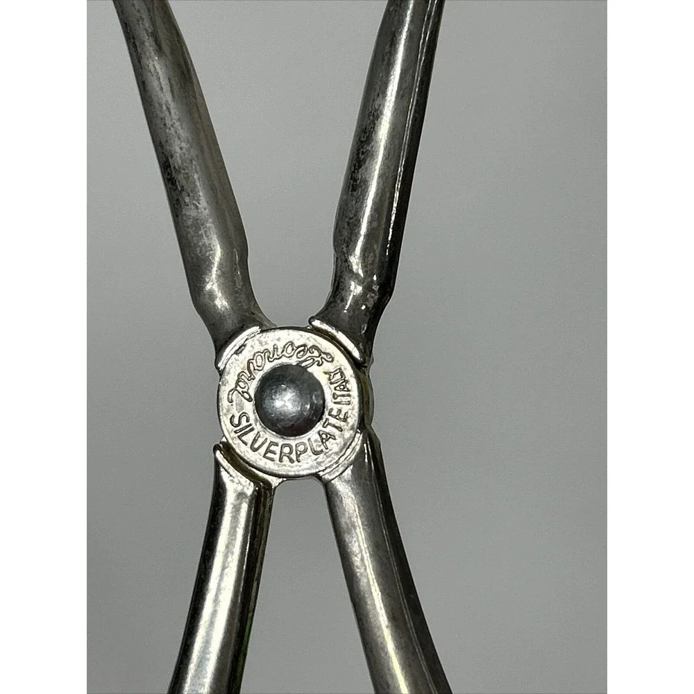 Vtg Leonard Silverplate Salad Pasta Tongs Made In Italy Scissor Style 8.5”